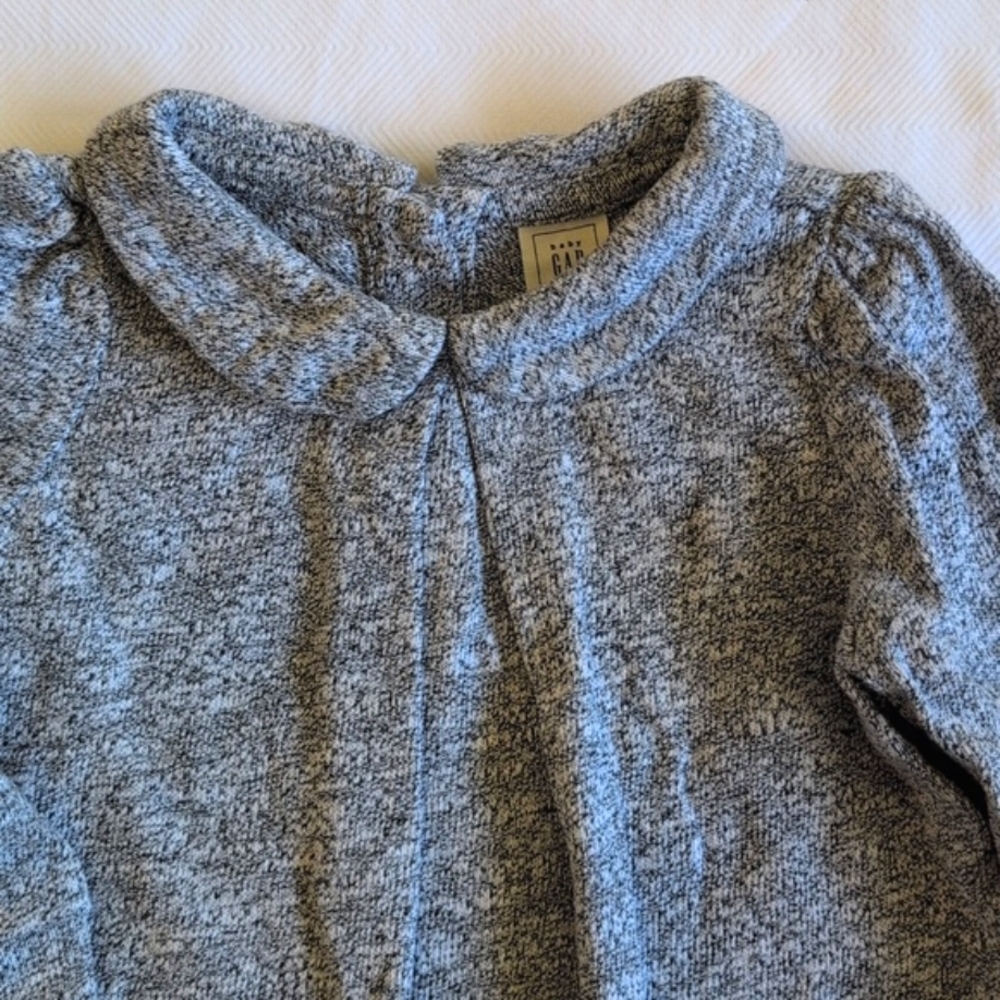 babyGap gray marl soft knit peter pan collar swing top 3-6 months baby girl - Picture 2 of 6